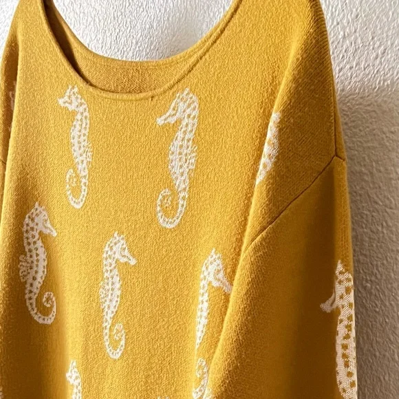 Anthropologie Maeve Seahorse Women's Yellow Women's Sweater Size Small - Picture 7 of 16